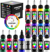 HAWINK Tattoo Ink Set 1OZ 14 Colors Ink and 2 Color Mixing Solution Upgraded Version Tattoo Supply TI205-30-16