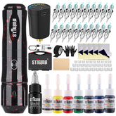 STIGMA Cordless Tattoo Gun Tattoo Kit Complete with Pro Tattoo Machine Pen, Carrying Case with 1400 mAh Tattoo Battery, 20 Tattoo Cartridge Needles,Tattoo Ink Color Set, Full Tattoo Accessories