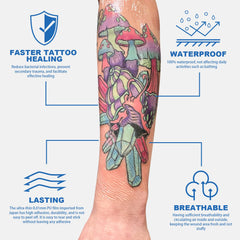 CNC Tattoo Aftercare Bandage 6"x 5.5 Yard Waterproof Adhesive Bandages Transparent Film Dressing with Sliding Cut Tattoo Cover Up for Healing Second Skin Protection Wraps Supply