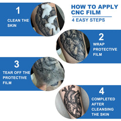 CNC Tattoo Aftercare Bandage 6"x 5.5 Yard Waterproof Adhesive Bandages Transparent Film Dressing with Sliding Cut Tattoo Cover Up for Healing Second Skin Protection Wraps Supply