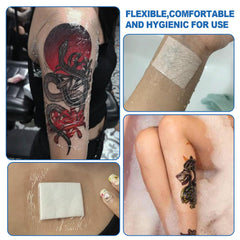 CNC Tattoo Aftercare Bandage 6"x 5.5 Yard Waterproof Adhesive Bandages Transparent Film Dressing with Sliding Cut Tattoo Cover Up for Healing Second Skin Protection Wraps Supply