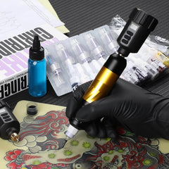 ANTIKE Wireless Tattoo Kit Complete Pro Tattoo Gun Kit with 2 Pcs LCD Tattoo Battery * 1500mAh, 20PCS Tattoo Cartridge Needles, Tattoo Color Ink Set AK-TK3001-9