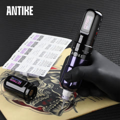 ANTIKE Cordless Tattoo Gun Kit with 7 Adjustables Strokes and 2 pcs * 1600 mAh Tattoo Batteries,Tattoo Kit Complete with Needles Cartridges, Inks and Tattoo Accessories AK-TKE551A-4
