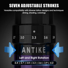 ANTIKE Cordless Tattoo Gun Kit with 7 Adjustables Strokes and 2 pcs * 1600 mAh Tattoo Batteries,Tattoo Kit Complete with Needles Cartridges, Inks and Tattoo Accessories AK-TKE551A-4