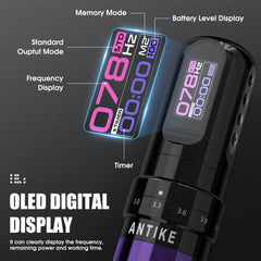 ANTIKE Cordless Tattoo Gun Kit with 7 Adjustables Strokes and 2 pcs * 1600 mAh Tattoo Batteries,Tattoo Kit Complete with Needles Cartridges, Inks and Tattoo Accessories AK-TKE551A-4