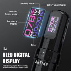 ANTIKE Cordless Tattoo Gun Kit with 7 Adjustables Strokes and 2 pcs * 1600 mAh Tattoo Batteries,Tattoo Kit Complete with Needles Cartridges, Inks and Tattoo Accessories AK-TKE551A-1