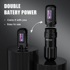 ANTIKE Cordless Tattoo Gun Kit with 7 Adjustables Strokes and 2 pcs * 1600 mAh Tattoo Batteries,Tattoo Kit Complete with Needles Cartridges, Inks and Tattoo Accessories AK-TKE551A-1