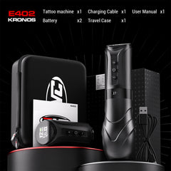 Wireless Tattoo Machine with Adjustable Stroke-Rotary Cartridge Tattoo Machine Pen Gun with Extra 1900mAh Battery Color LCD Display Coreless Motor for Professionals Tattoo Artist CNC-M2-E402-1