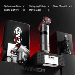 CNC Wireless Machine, Rotary Pen with 4000mAh Dual Batteries Gun LED Display 4.0 Stroke Coreless Motor Supply for Professionals and Artists Black HAMMER CNC-M2-E403-1