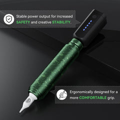 Tattoo Kit - 1600mAh Tattoo Machine Pen with 10 Cartridge Needles, Transfer Paper, and 60ml Transfer Gel for Beginners EF-TK-P753KITB-10