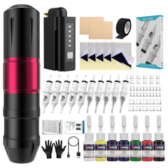 0-4mm Adjustable Stroke Wireless Rotary Tattoo Pen, 1600mAh LCD Tattoo Machine Kit for Beginners