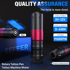 0-4mm Adjustable Stroke Wireless Rotary Tattoo Pen, 1600mAh LCD Tattoo Machine Kit for Beginners