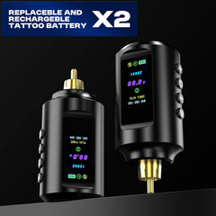 Gold 7 Strokes LED Tattoo Machine Kit Dual 1800mAh Batteries 20 Cartridge Needles EF-TKP752A-9