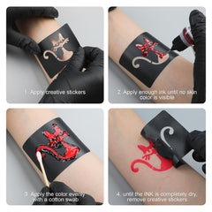 PFARRER Temporary Tattoo Kit12 Bottles Color Temporary Tattoo Ink,49 Big Pcs Stencils Kit for Body Paint DIY Fake Tattoos for Kids(Black*2,Red,Green,Blue,Pink,Grey,Navy,Yellow,Purple,Brown,Orange)