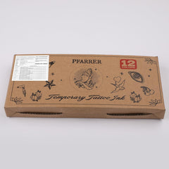 PFARRER Temporary Tattoo Kit12 Bottles Color Temporary Tattoo Ink,49 Big Pcs Stencils Kit for Body Paint DIY Fake Tattoos for Kids(Black*2,Red,Green,Blue,Pink,Grey,Navy,Yellow,Purple,Brown,Orange)