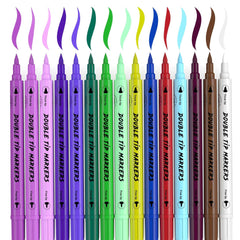 PFARRER Temporary Tattoo Markers for Skin, 15 Body Markers + 56 Large Tattoo Stencils & 2 sheets Glow Stickers for Kids and Adults, Dual-End Tattoo Pens with Bold and Fine Lines safty inkZYH2310001KIT