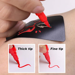 PFARRER Temporary Tattoo Markers for Skin, 15 Body Markers + 56 Large Tattoo Stencils & 2 sheets Glow Stickers for Kids and Adults, Dual-End Tattoo Pens with Bold and Fine Lines safty inkZYH2310001KIT