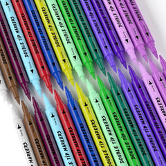 PFARRER Temporary Tattoo Markers for Skin, 15 Body Markers + 56 Large Tattoo Stencils & 2 sheets Glow Stickers for Kids and Adults, Dual-End Tattoo Pens with Bold and Fine Lines safty inkZYH2310001KIT