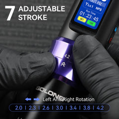 Tattoo Gun,Complete Tattoo Kit with 7 Stroke Lengths,Powerful Battery with Color Wallpaper Guide Wireless Tattoo Gun Kit,Practice Skin,Transfer Paper for Beginners(Purple) SL-TKE200A-4-USA