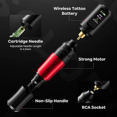 Cordless Tattoo Gun Kit, 1800mAh Rechargeable Battery & LED Display,Complete Tattoo Machine Supply for Beginners & Practice,SL-TKP202A-2