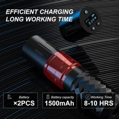 Tattoo Gun,Solong Tattoo Gun Kit Professional 2 Batteries 7 Strokes Wireless Tattoo Kit 6500Rpm Brushless Motor Digital LED Display Tattoo Machine with 20Pcs Tattoo Needles SLE75KIT-1-US