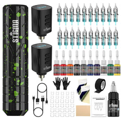 STIGMA Wireless Tattoo Gun Kit Complete Tattoo Kit Tattoo Rotary Pen Set with 2Pcs Tattoo Battery 20Pcs Cartridge Needles 11Pcs Ink Tattoo Machine Kit for Beginners Tattooist ST-TKP104A-1
