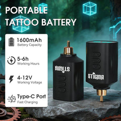 STIGMA Wireless Tattoo Gun Kit Complete Tattoo Kit Tattoo Rotary Pen Set with 2Pcs Tattoo Battery 20Pcs Cartridge Needles 11Pcs Ink Tattoo Machine Kit for Beginners Tattooist ST-TKP104A-1