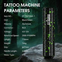 STIGMA Wireless Tattoo Gun Kit Complete Tattoo Kit Tattoo Rotary Pen Set with 2Pcs Tattoo Battery 20Pcs Cartridge Needles 11Pcs Ink Tattoo Machine Kit for Beginners Tattooist ST-TKP104A-1