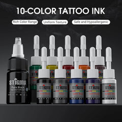 STIGMA Wireless Tattoo Gun Kit Complete Tattoo Kit Tattoo Rotary Pen Set with 2Pcs Tattoo Battery 20Pcs Cartridge Needles 11Pcs Ink Tattoo Machine Kit for Beginners Tattooist ST-TKP104A-1