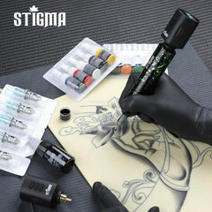 STIGMA Wireless Tattoo Gun Kit Complete Tattoo Kit Tattoo Rotary Pen Set with 2Pcs Tattoo Battery 20Pcs Cartridge Needles 11Pcs Ink Tattoo Machine Kit for Beginners Tattooist ST-TKP104A-1