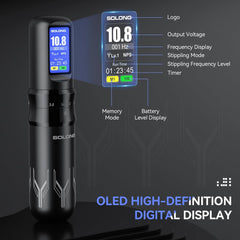 Wireless Tattoo Gun Kit-Solong Complete Tattoo Machine Kit with Powerful Battery, 7 Stroke Lengths, Cartridge Needles and Color Wallpaper Guide for Beginners SL-TKE200A-1-USA