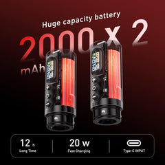 Tattoo Gun,Solong Wireless Tattoo Gun Kit Super Fast Charger with Dual 2000mAh Power Supply