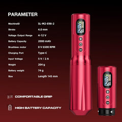 Tattoo Gun,Solong Wireless Tattoo Gun Kit Super Fast Charger with Dual 2000mAh Power Supply