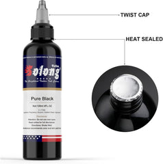 Tattoo Ink Black Tattoo Ink 4oz(120ml) Vegan-Friendly Ink for Shading and Lining Smooth Consistent Pigment Professional Tattoo Inks TI302-120-019