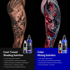 Tattoo Ink Color Mixing Solution, 2PCS Cool-Toned Shading Solution 8OZ and Color Mixing Solution 8OZ Premium Shading Solution Tattoo for Artists