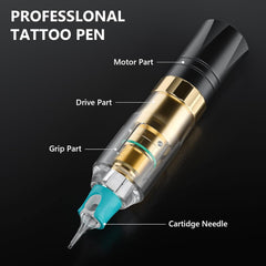 Tattoo Gun Kit Wireless Tattoo Machine Pen Kit with 2 Batteries 16 Cartridge Needles 7 Ink Colors for Complete Rotary Tattoo Supply HW-TK1005-1