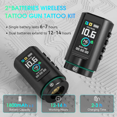 Solong E201 Pro Cordless Tattoo Gun Kit with 7 Strokes Length,Dual 1800mAh Power Batteries and 100ML Tattoo Ink Mechanical Tattoo Machine for Artists & Beginners SL-TKE201A-1-US